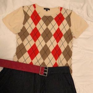 AUTHENTIC Burberry argyle short sleeve sweater Sm